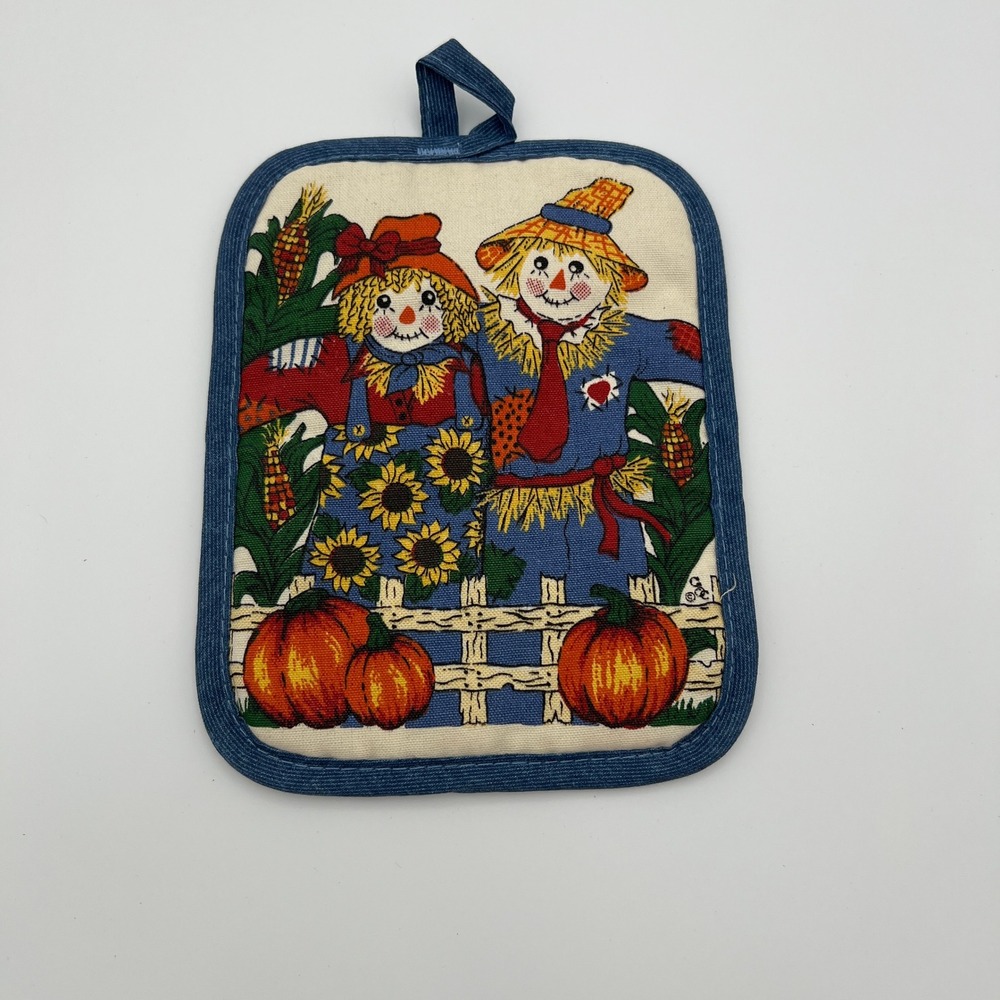 Unknown Pot Holder Vintage Unisex  Fall Scarecrow Harvest Cottagecore